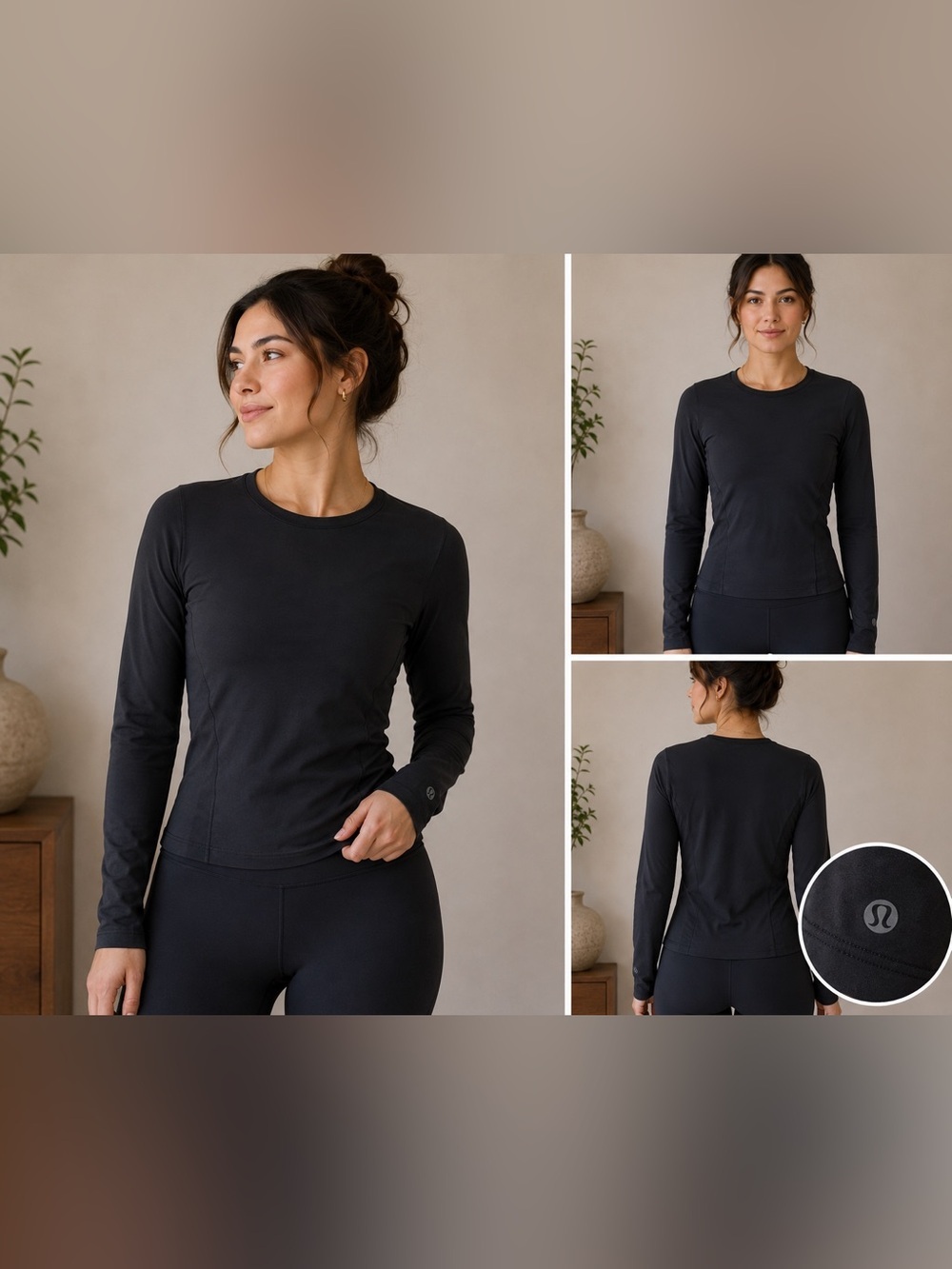lululemon athletica Black Long-Sleeve Crew Performance Top